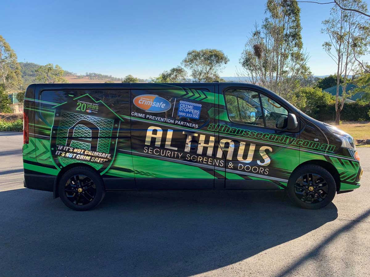 Althaus Security New Sign Written Vehicle